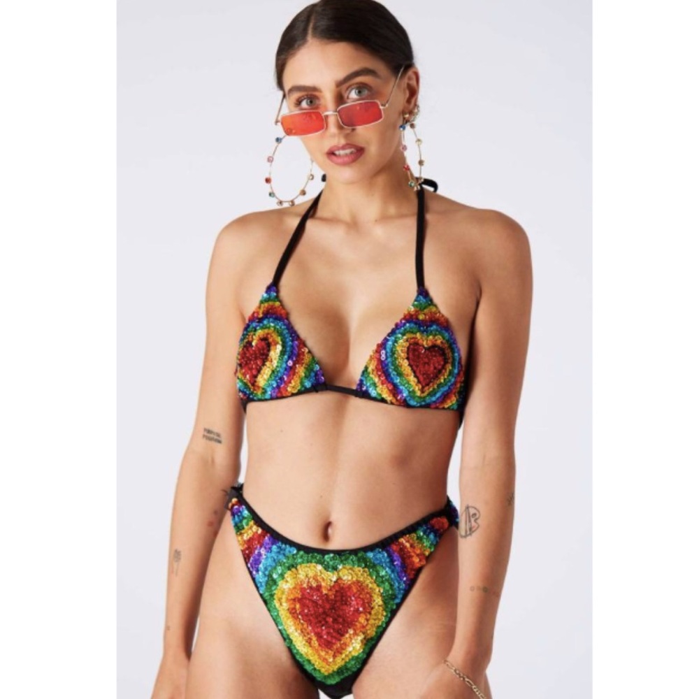 Easy Tiger Rainbow Heart Bra & Tiny Pant set